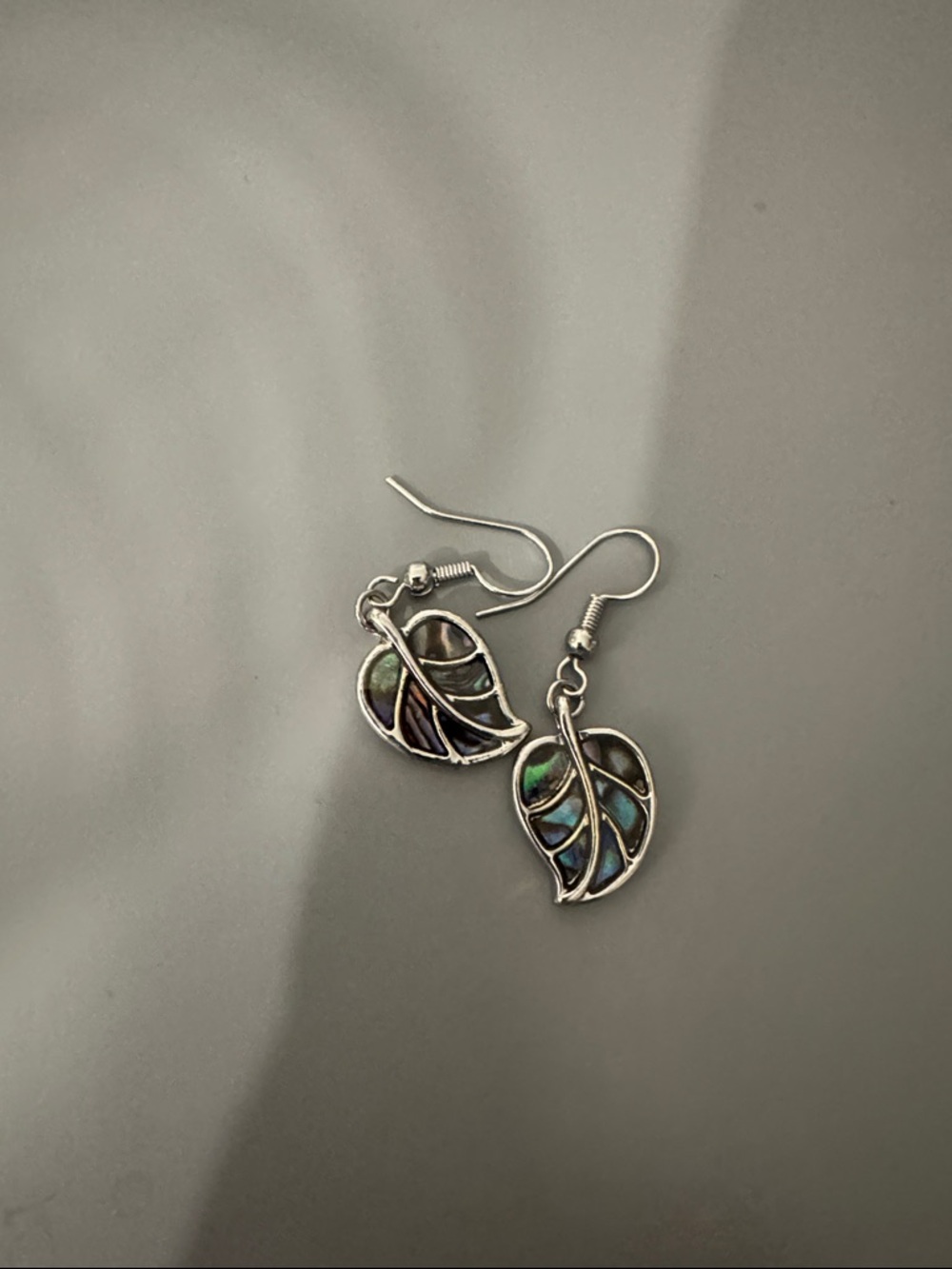 Leaf Drop Earrings with Iridescent Inlay - Women Jewelry